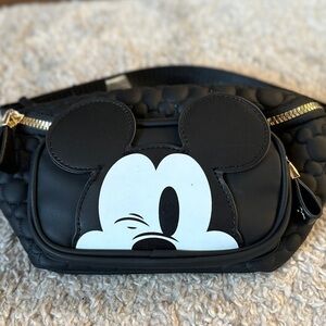 Primark Quilted Black Winking Mickey Belt Bag BNWT